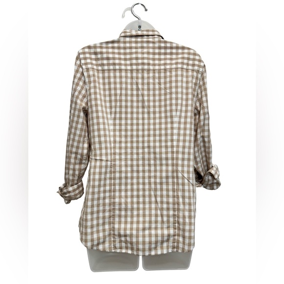 J. Crew Factory Brown and White Checkered Button Down Shirt - Picture 6 of 7